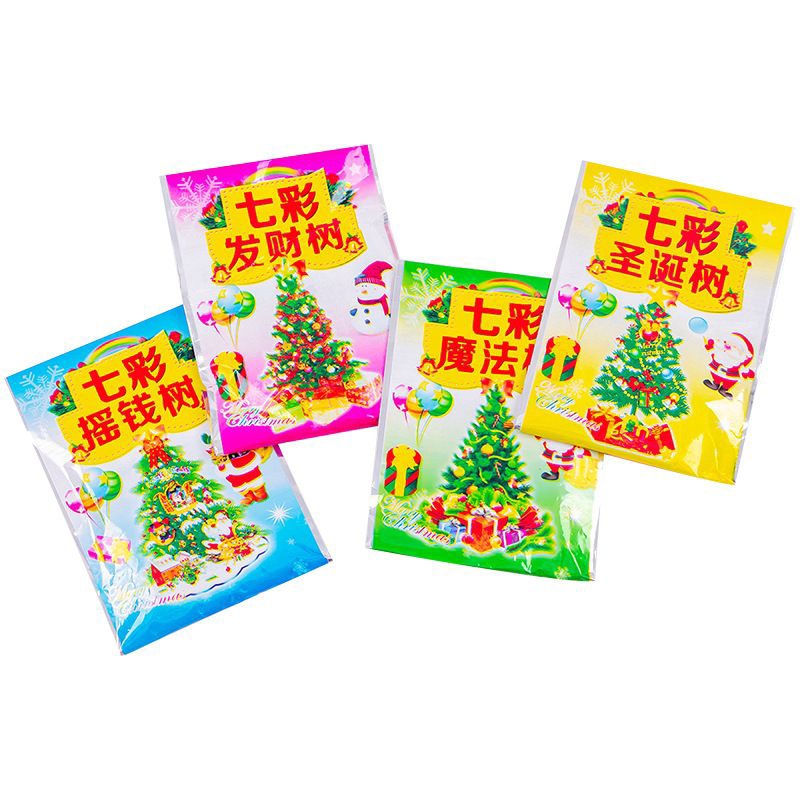 Vỉ 20 cây thông tuyết ma thuật , đồ chơi noel cây thông nở ra tuyết