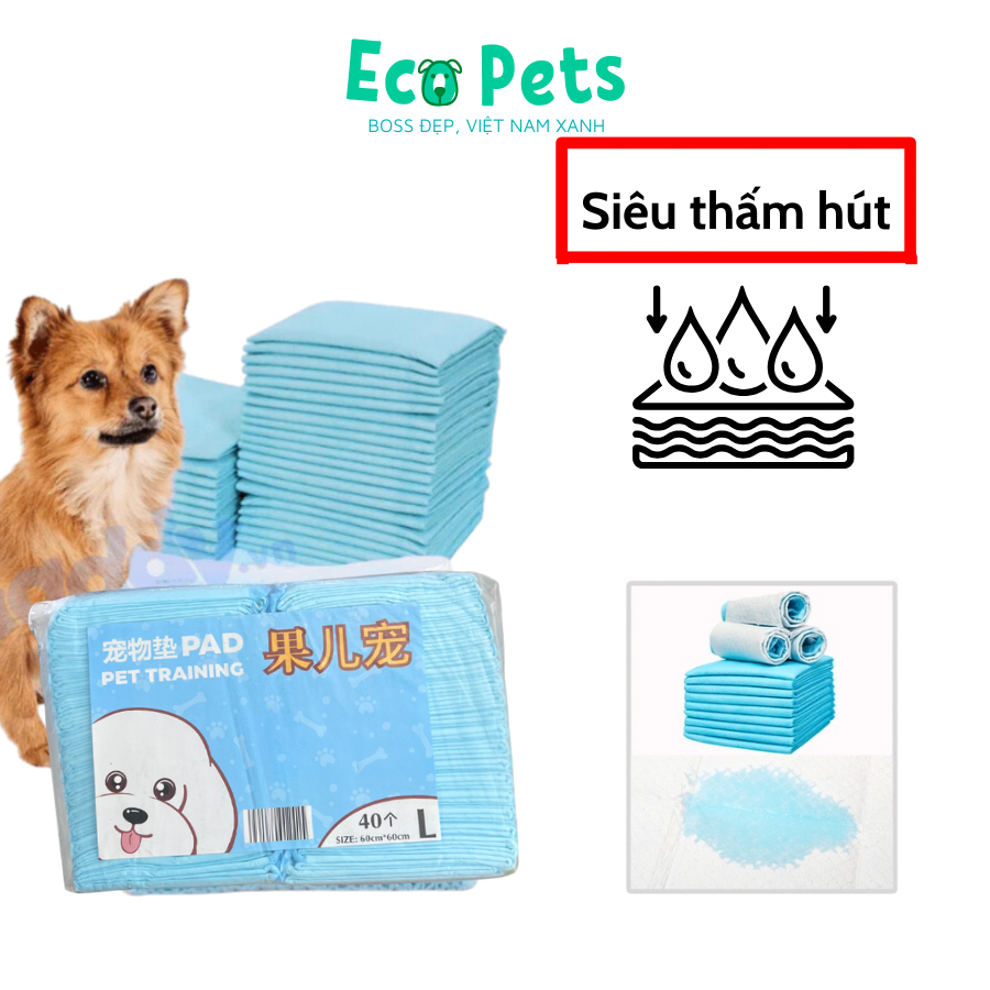 1 miếng tã lót chuồng ECOPETS cho chó khử mùi, siêu thấm hút tiện lợi dễ sử dụng - size S