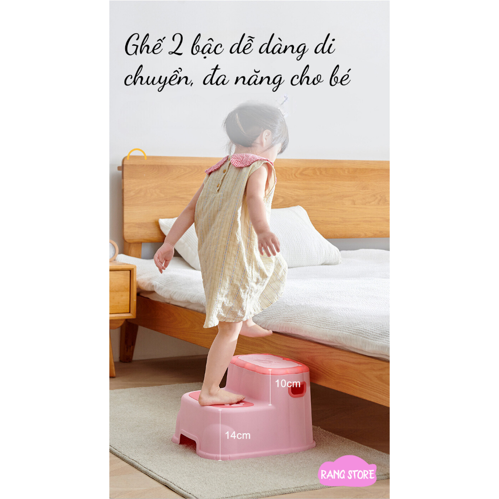 Ghế bậc thang cho bé đa năng, ghế kê chân Toilet cho bé để chân bồn cầu gác chân cho bé chống táo bón hình ngộ nghĩnh