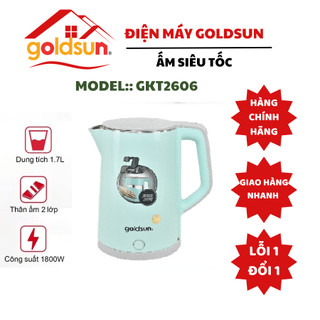 Ấm siêu tốc 2 lớp Goldsun GKT2612, ấm siêu tốc cách nhiệt, đun sôi nhanh, chính hãng