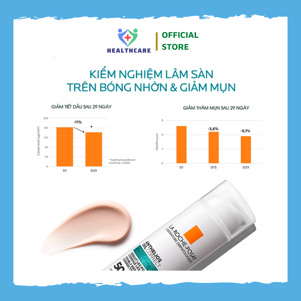 Kem chống nắng dạng gel lì trên da đến 12H Anthelios Oil Correct 50ml