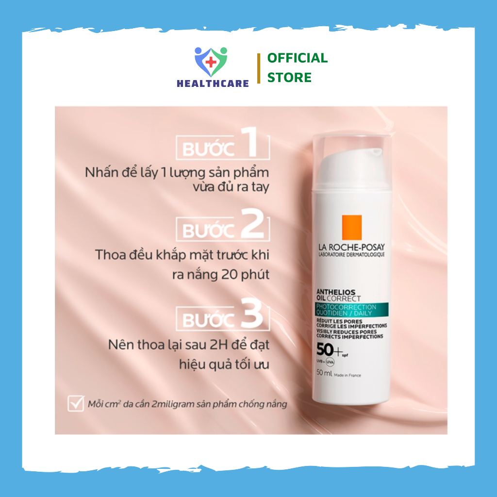 Kem chống nắng dạng gel lì trên da đến 12H Anthelios Oil Correct 50ml