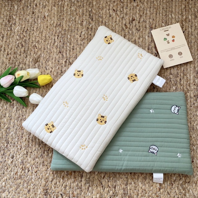 Gối đầu cao su non thêu họa tiết phong cách Hàn Quốc cho bé,siêu thoáng, chống ngạt
