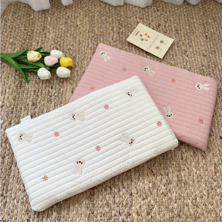 Gối đầu cao su non thêu họa tiết phong cách Hàn Quốc cho bé,siêu thoáng, chống ngạt