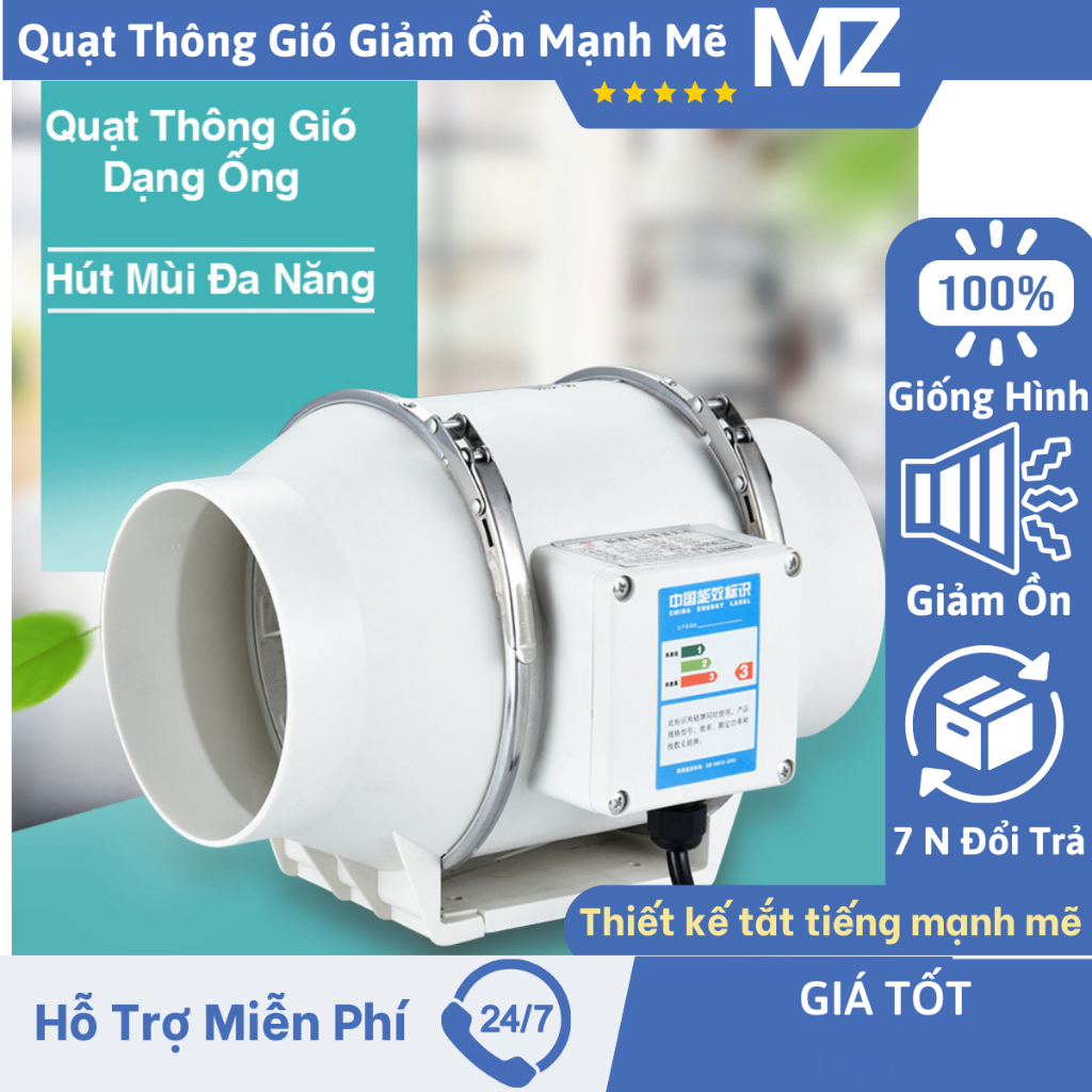 Quạt thông gió hút mùi đường ống đa năng hiệu suất cao chuyên dùng cho nhà bếp công sở nhà vệ sinh không ồn