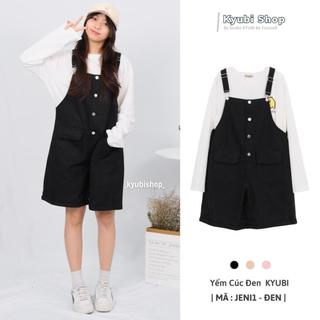 Quần yếm short ngố Ulzzang Kyubi JENI1 có cúc trước [Hồng, Kem] - Yếm Quần Kyubi YN21