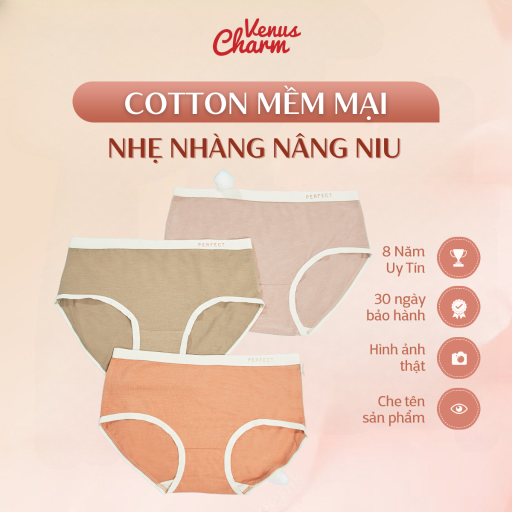 Quần lót nữ cotton cạp eo mỏng Venus Charm 09214