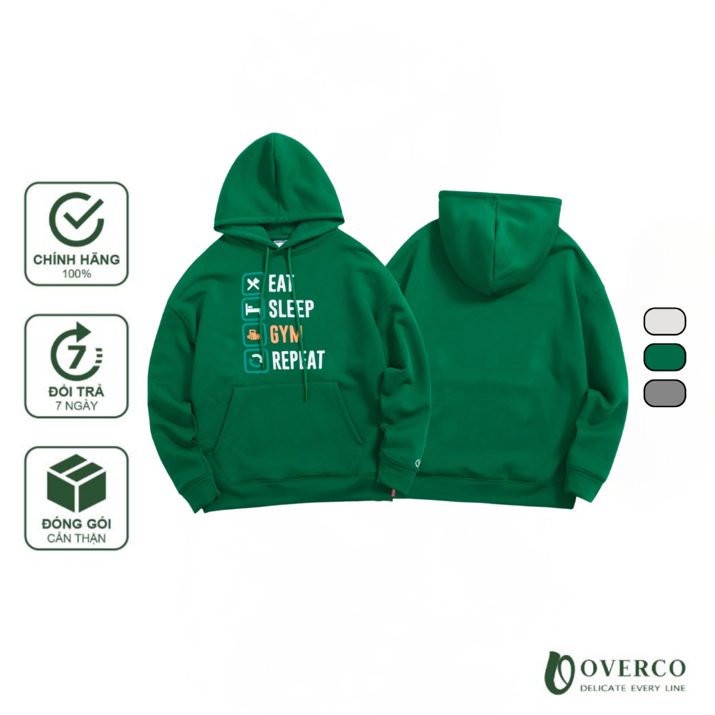 Áo Hoodie Nam Nữ Unisex DAILY LIFE OVERCO Chất Nỉ Cotton Lót Bông Mũ 2 Lớp Form Rộng