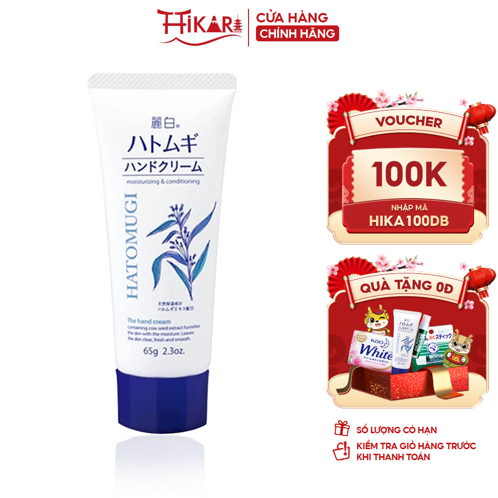 Kem dưỡng da tay ý dĩ Reihaku Hatomugi Hand Cream cấp ẩm 65g