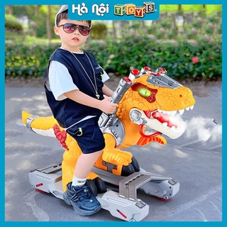 Xe Đồ Chơi Khủng Long Tyrannosaurus Rex Cao Cấp Cho Bé - Xe Khủng Long Chòi Chân Cỡ Lớn Có Đèn, Nhạc, Nhả Khói Được