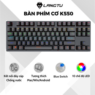 Bàn phím cơ gaming leaven k550 - blue switch tkl 87 phím - led rainbow - chống nước