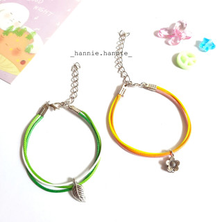 🍃🌺⭐🌙💗 Vòng tay dây sáp charm kim loại đeo tay nam nữ đơn giản handmade (Đỏ/Cam/Vàng/Xanh lá/Xanh biển/Nâu)