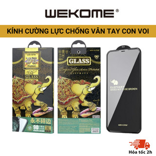 Kính cường lực voi chống vân tay Elephant 9D 032 viền nổi chống vỡ mẻ - bảo vệ cạnh viền hộp sắt WEKOME iphone 14 promax
