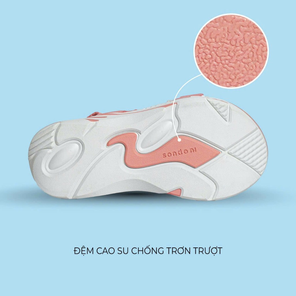 Giày Sandals S2 SONDONI Nữ Quai Z Đế Hồng - Trắng Dây Dù Siêu Nhẹ Siêu Bền - Tặng kèm vớ