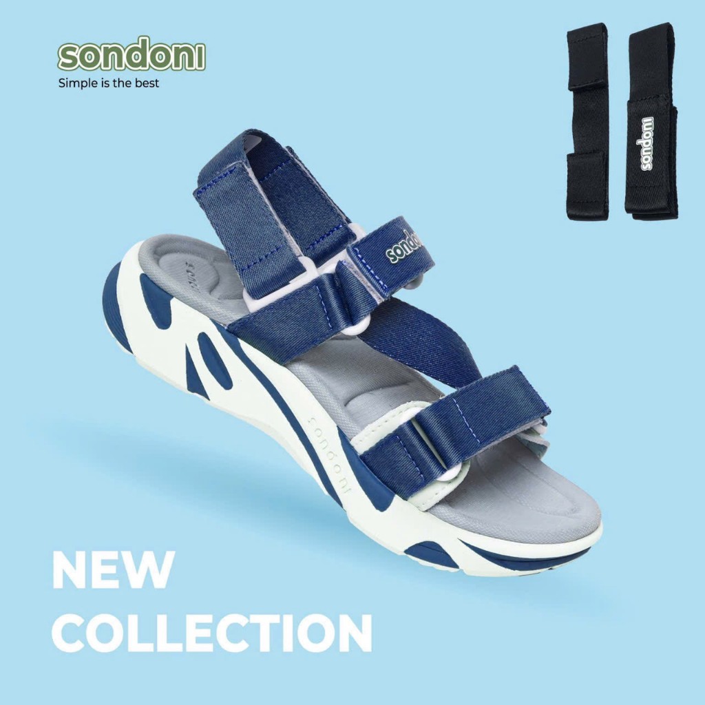 Giày Sandals S2 SONDONI Nam Nữ Quai Z Đế Xanh - Trắng Dây Dù Siêu Nhẹ Siêu Bền - Tặng kèm vớ