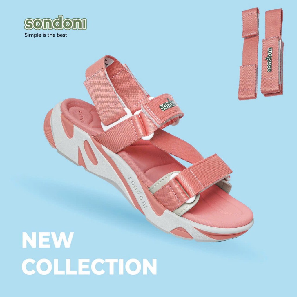 Giày Sandals S2 SONDONI Nữ Quai Z Đế Hồng - Trắng Dây Dù Siêu Nhẹ Siêu Bền - Tặng kèm vớ