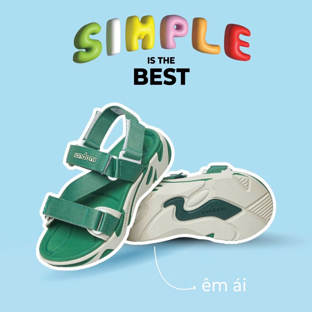 Giày Sandals S2 SONDONI Nữ Quai Z Đế Phối Màu Xanh - Be Dây Dù Siêu Nhẹ Siêu Bền - Tặng kèm vớ