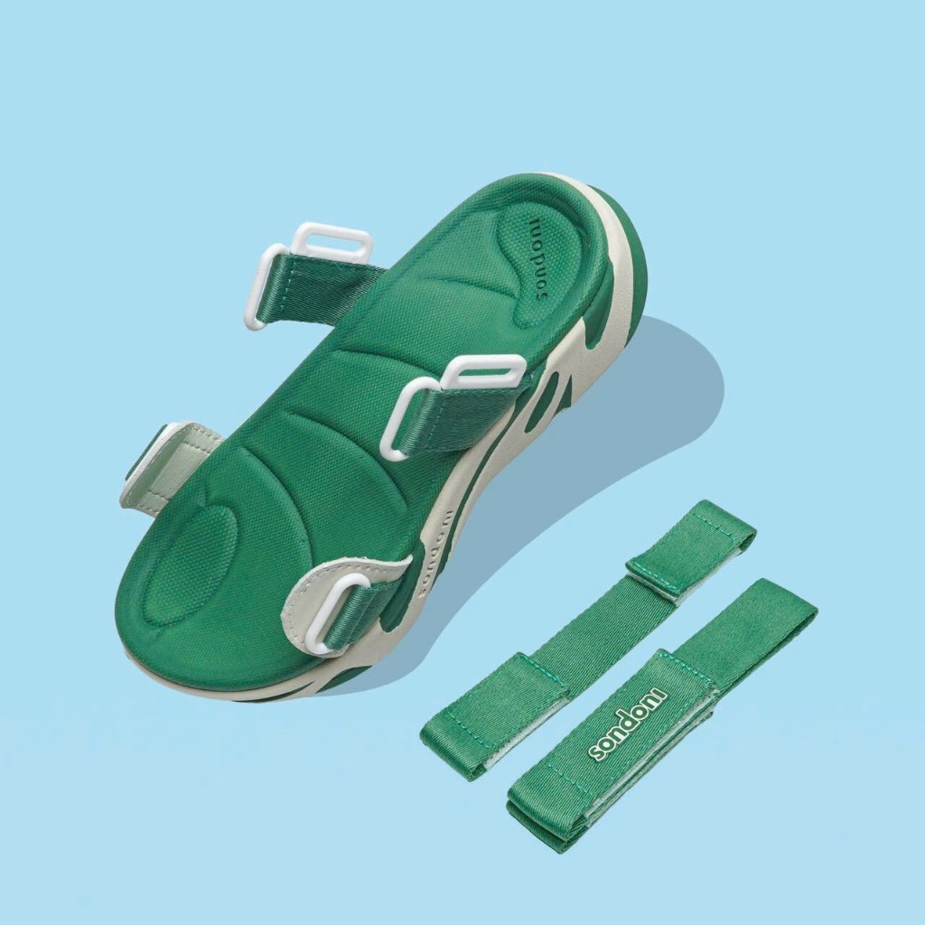 Giày Sandals S2 SONDONI Nữ Quai Z Đế Phối Màu Xanh - Be Dây Dù Siêu Nhẹ Siêu Bền - Tặng kèm vớ
