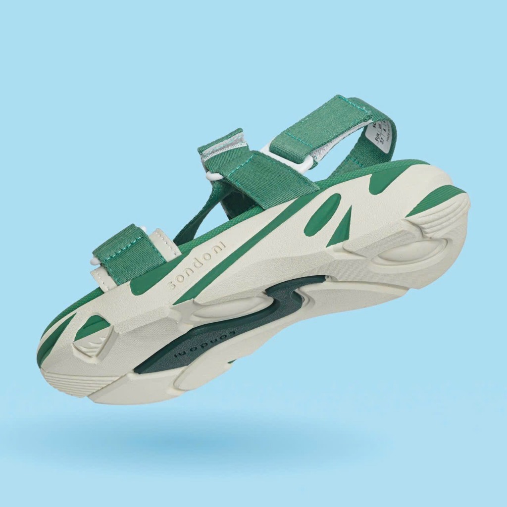 Giày Sandals S2 SONDONI Nữ Quai Z Đế Phối Màu Xanh - Be Dây Dù Siêu Nhẹ Siêu Bền - Tặng kèm vớ