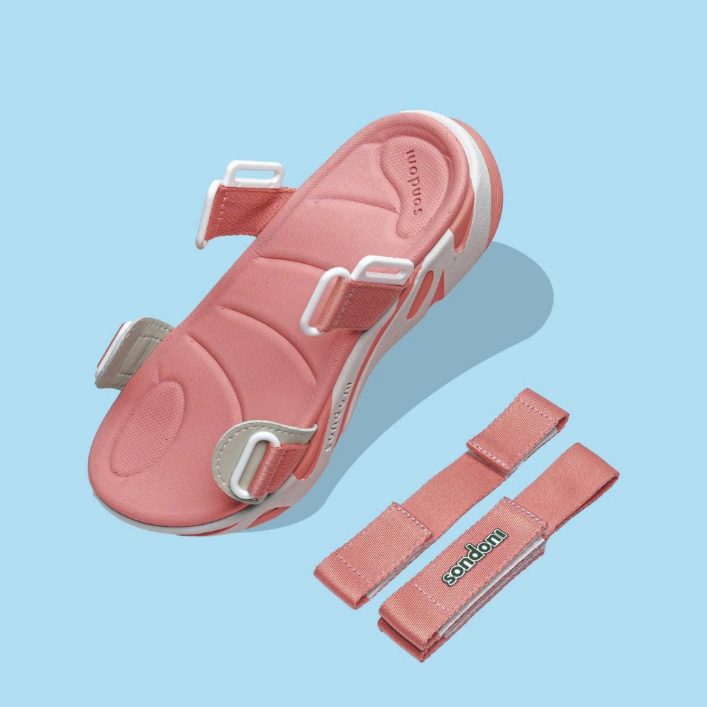 Giày Sandals S2 SONDONI Nữ Quai Z Đế Hồng - Trắng Dây Dù Siêu Nhẹ Siêu Bền - Tặng kèm vớ
