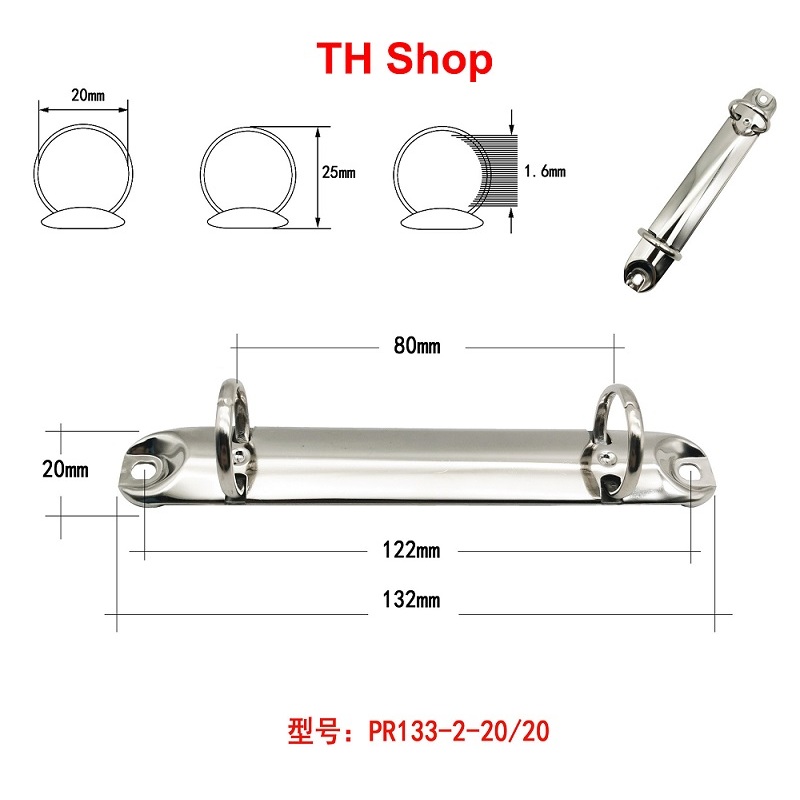 KHÓA CÒNG MENU, CÒNG SỔ 2 KHOEN MÀU BẠC - DÀI 13.2CM, KHOEN 2CM