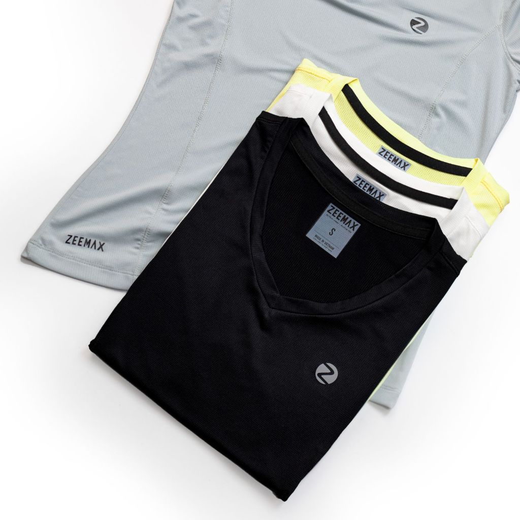 Áo Thể Thao Nữ Zeemax Cổ Tim Vải Lỗ Kim Thoáng Khí Thấm Hút Co Dãn Tập Gym,Yoga,Chạy Bộ Nhiều Màu-A2302