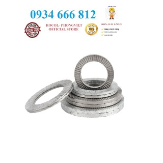 (INOX304) Set 5 cái M3-M12 Long đền chống xoay ,vòng đệm khóa, long đen kép, long đền nord lock INOX304 M3-M12
