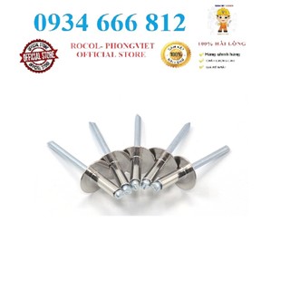 Set 10 cái đinh rút rive 4.8 mũ to vỏ inox304 lõi thép 4.8x16x16, 4.8x20x16