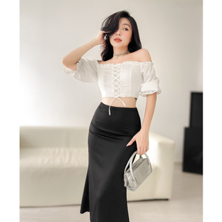 Áo croptop nữ thiết kế đan dây trước ngực mặc được hai kiểu - kooky house - áo orla top