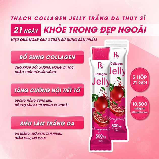 Thạch Collagen trắng da Jelly Thụy Sĩ hộp 7 gói chính hãng hỗ trợ bật tông tăng độ đàn hồi dưỡng sáng cho da