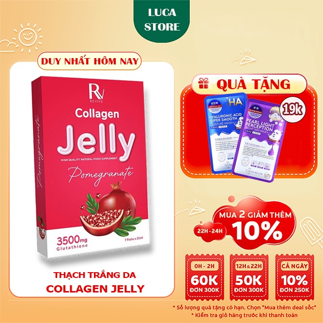 Thạch Collagen trắng da Jelly Thụy Sĩ hộp 7 gói chính hãng hỗ trợ bật tông tăng độ đàn hồi dưỡng sáng cho da