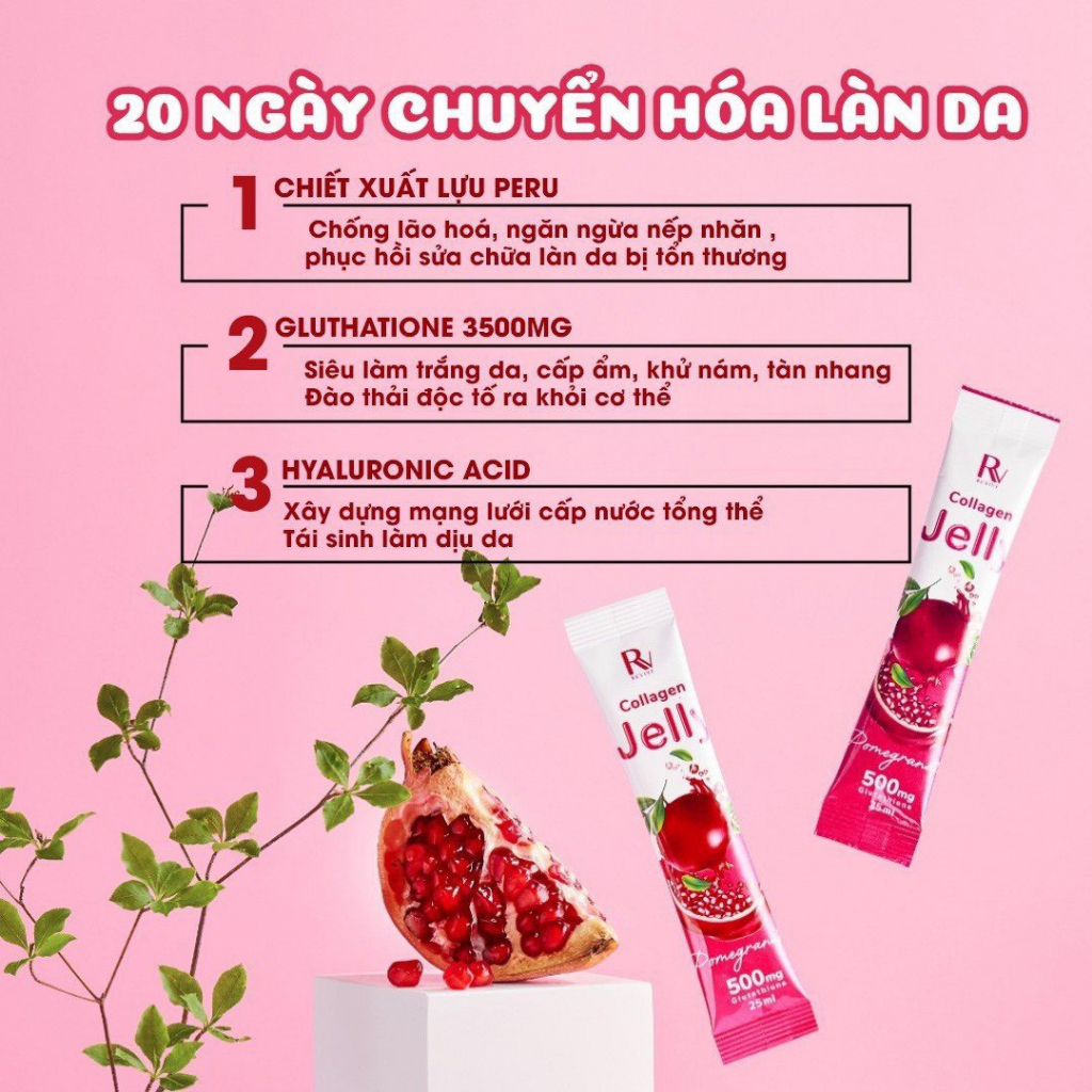 Thạch Collagen trắng da Jelly Thụy Sĩ hộp 7 gói chính hãng hỗ trợ bật tông tăng độ đàn hồi dưỡng sáng cho da