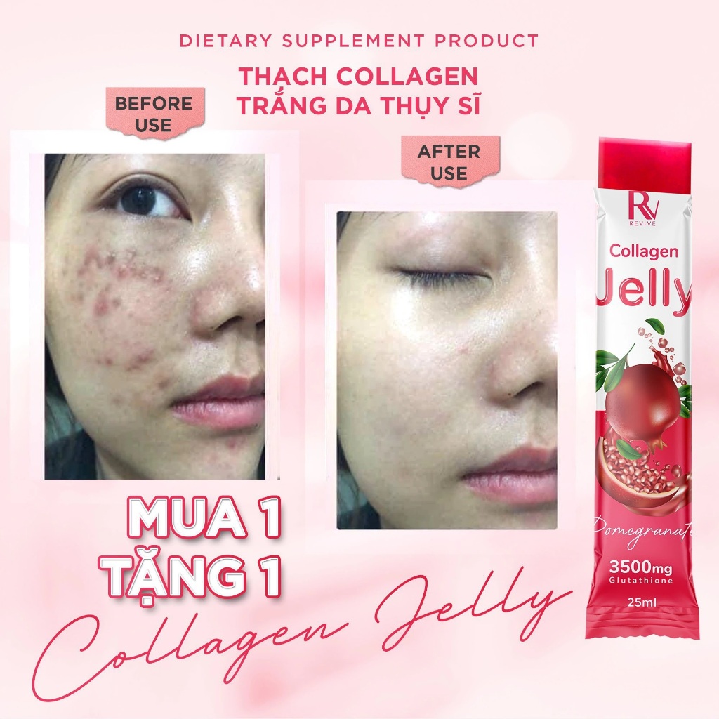 Thạch Collagen trắng da Jelly Thụy Sĩ hộp 7 gói chính hãng hỗ trợ bật tông tăng độ đàn hồi dưỡng sáng cho da