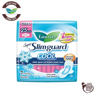 Băng Vệ Sinh Siêu Mỏng Bảo Vệ Mát Lạnh Laurier Super Slimguard Cool 25cm (7 Miếng) [che tên sản phẩm khi giao hàng]