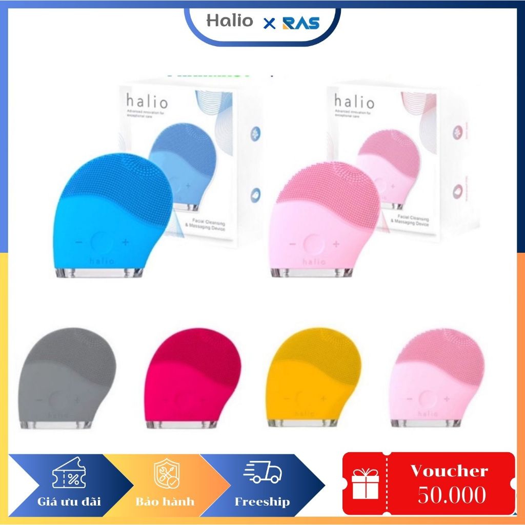 Máy rửa mặt Halio Facial Cleansing & Massaging Device sự dụng sóng Sonic làm sạch sâu phù hợp với mọi loại da
