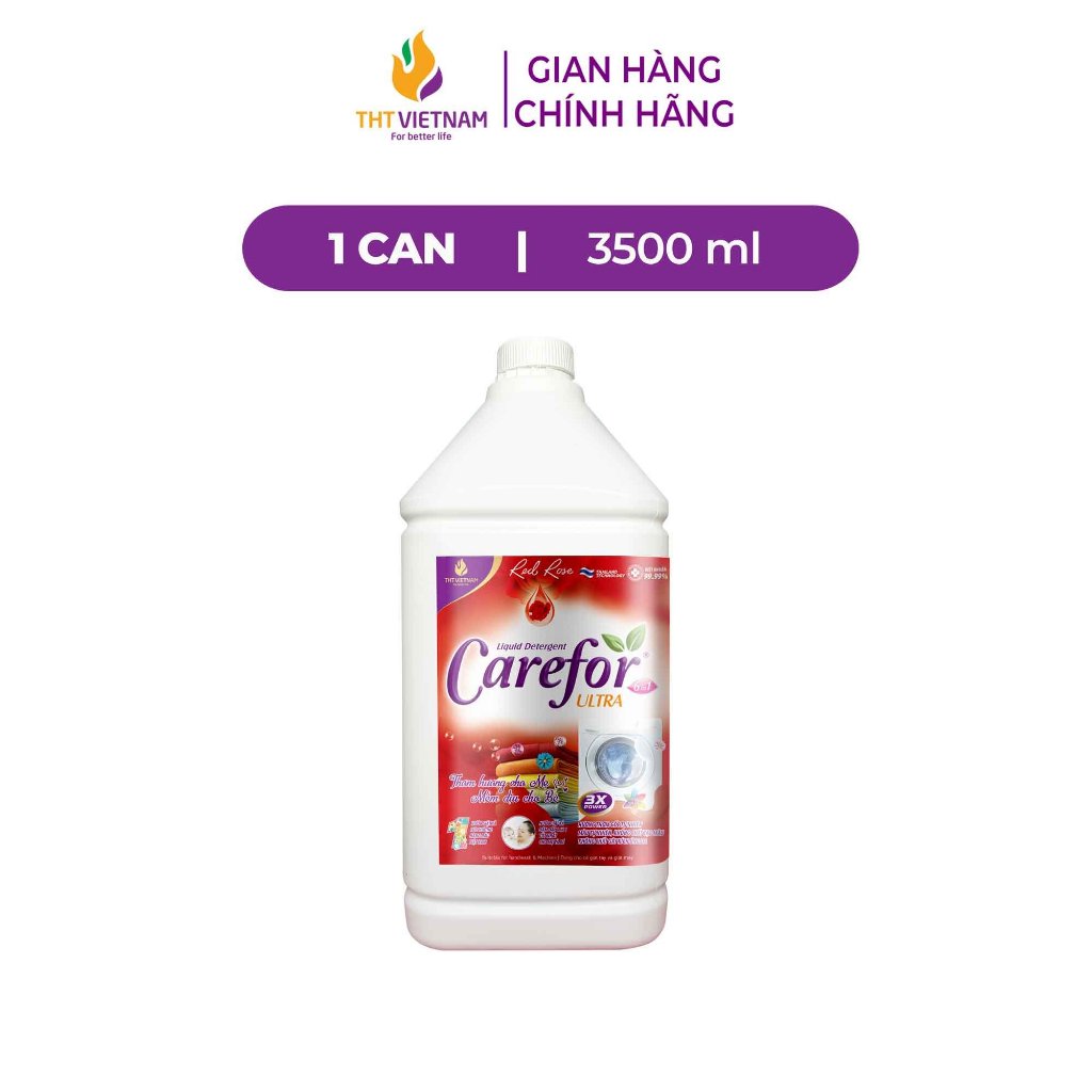 Nước giặt dưõng vải Carefor Hưong Hoa hồng đỏ Mùi thơm Quyến rũ 3,5 lít