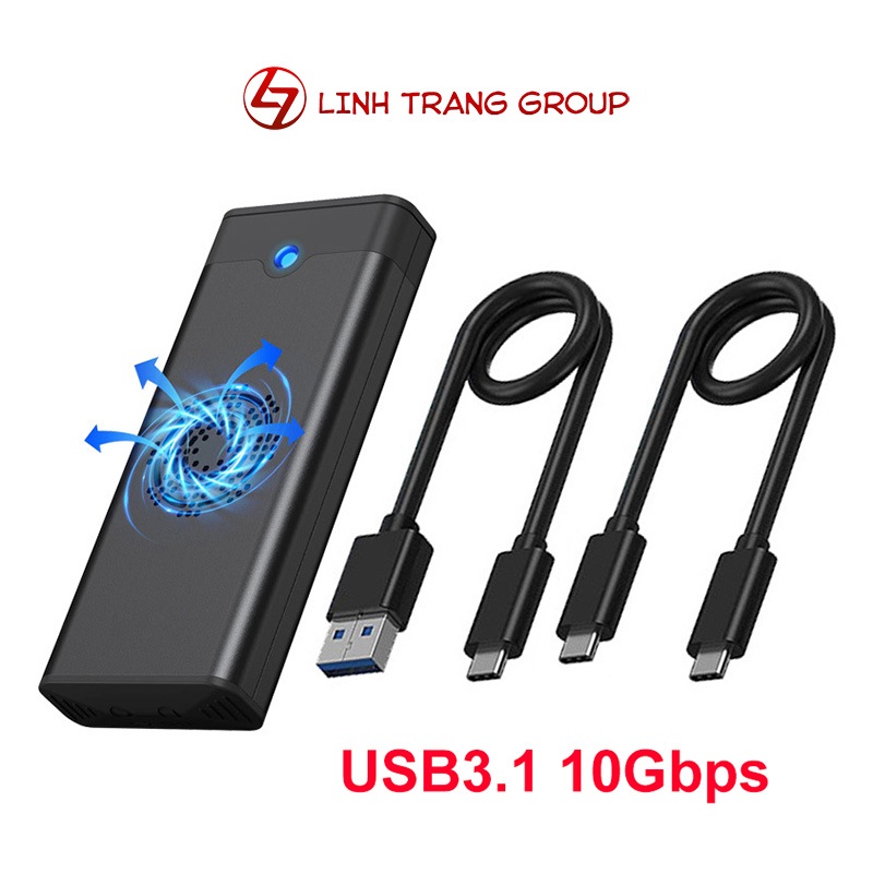 Box SSD M.2 PCIe NVMe, M.2 SATA có quạt tản nhiệt, vỏ nhôm, USB3.1 type-C - BX81