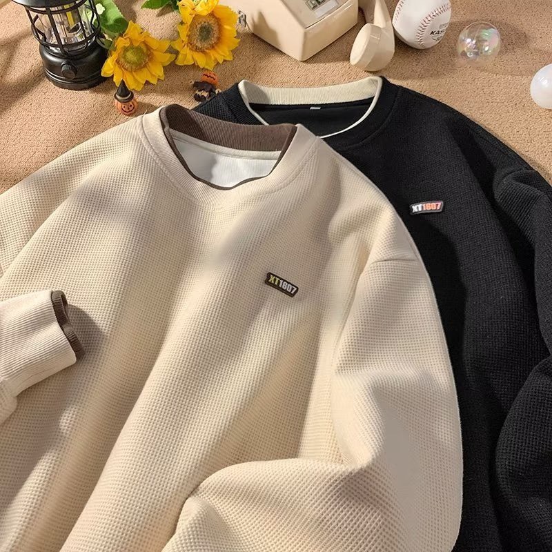 Áo Sweater Unisex  APT Unisex Áo Sweater Phối Layer Nam Nữ Form Rộng Chất Tổ Ong Phong Cách Ulzzang