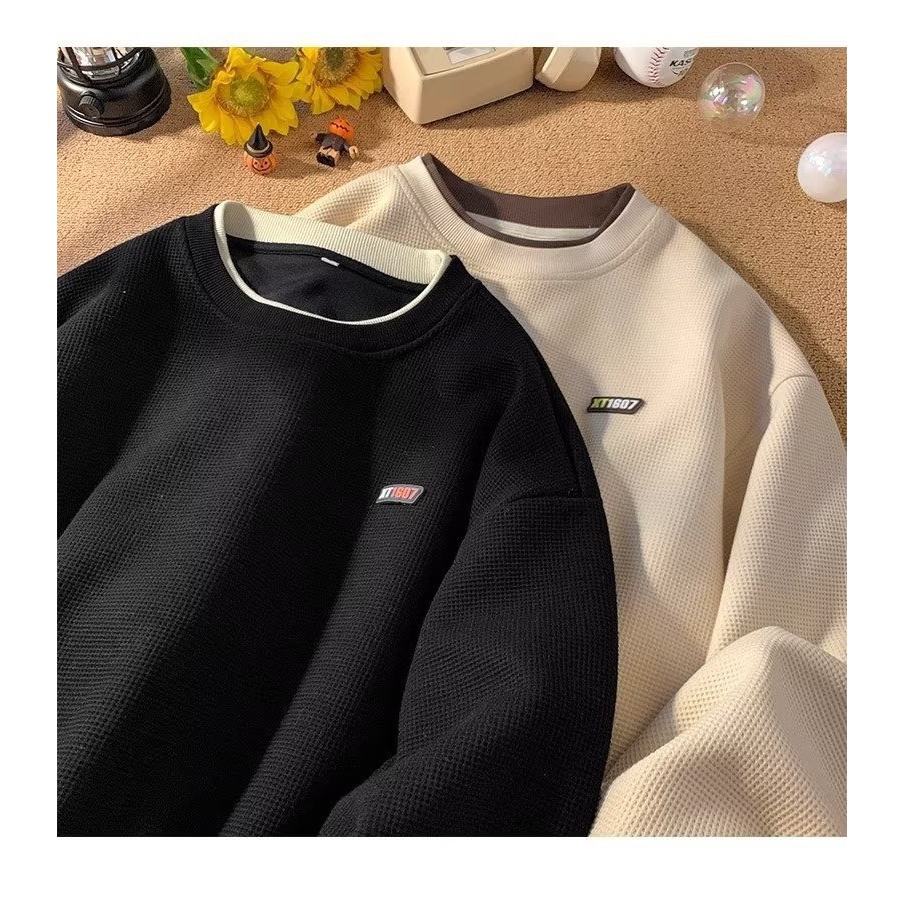 Áo Sweater Unisex  APT Unisex Áo Sweater Phối Layer Nam Nữ Form Rộng Chất Tổ Ong Phong Cách Ulzzang