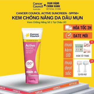 Kem Chống Nắng Cancer Council Active Sunscreen 110ml SPF50+, Cho Da Dầu và Người Chơi Thể Thao Năng Động, NHÃN HỒNG