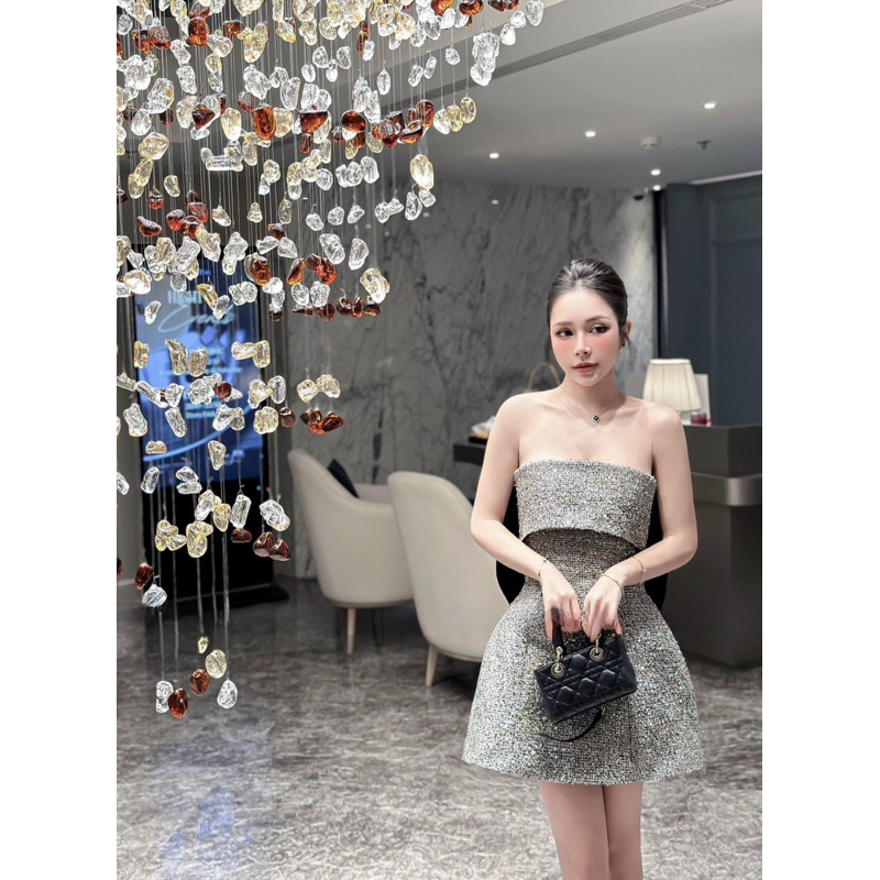 👗 ĐẦM XOÈ BỐ CÚP NGỰC PHỐI NƠ NHUNG