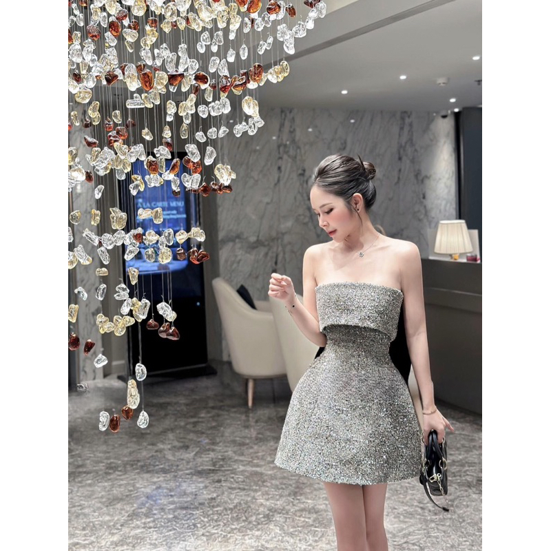 👗 ĐẦM XOÈ BỐ CÚP NGỰC PHỐI NƠ NHUNG