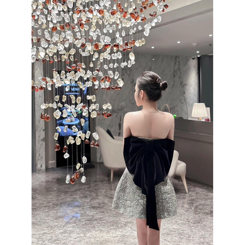👗 ĐẦM XOÈ BỐ CÚP NGỰC PHỐI NƠ NHUNG