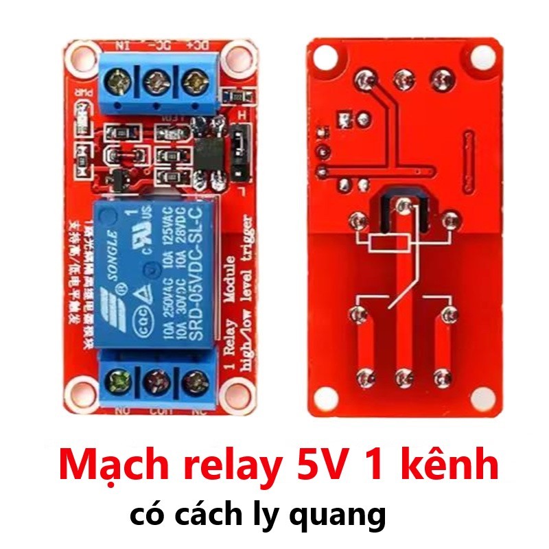 Mạch relay 5V 1 kênh, 12V 1 kênh, 24V 1 kênh có cách ly quang