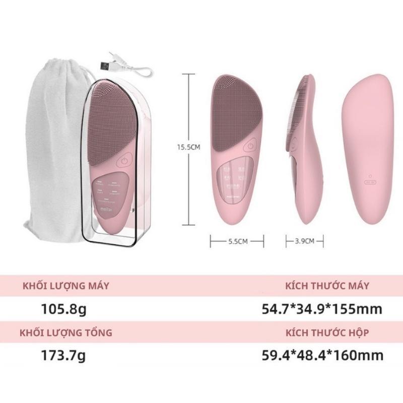 Máy rửa mặt silicon cầm tay đa năng 5 cấp độ, massage mắt giảm nếp nhăn