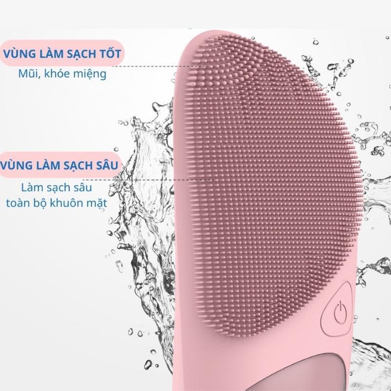 Máy rửa mặt silicon cầm tay đa năng 5 cấp độ, massage mắt giảm nếp nhăn