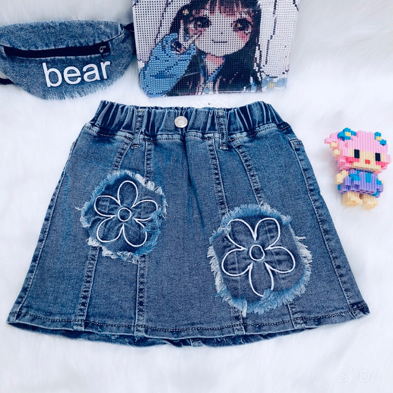 Chân váy jean bé gái , quần Đùi jean giả váy bé gái Có quần lót trong 10-30kg