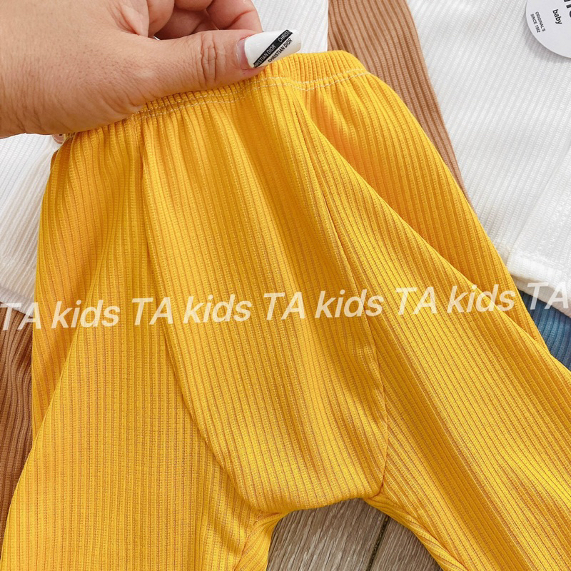 Bộ dài tay cho bé sơ sinh vải thun tăm khuy giữa quần đáp đũng, bộ thu đông bé trai bé gái TAkids