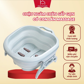 Chậu Ngâm Chân Gấp Gọn Có Con Lăn Massage Lòng Bàn Chân, Chậu Nhựa Ngâm Massage Chân Thông Minh