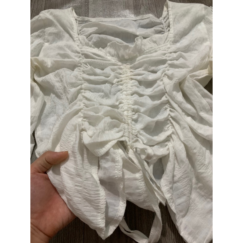 Áo sơ mi kiểu rút dây bánh bèo